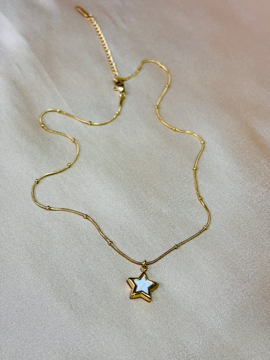 Twinkle Star White Enamel Pendant Necklace