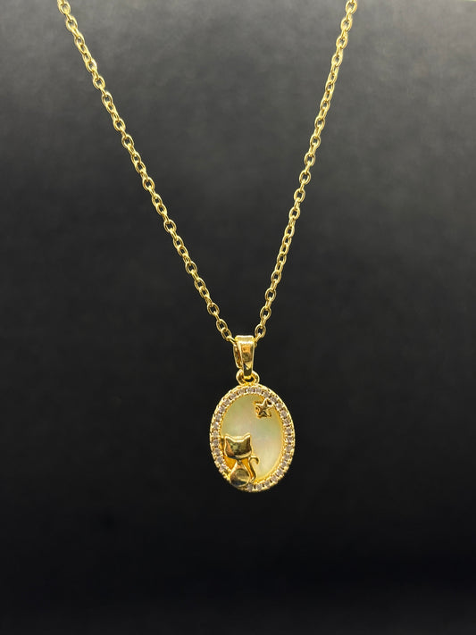 Mystic Cat Oval Necklace