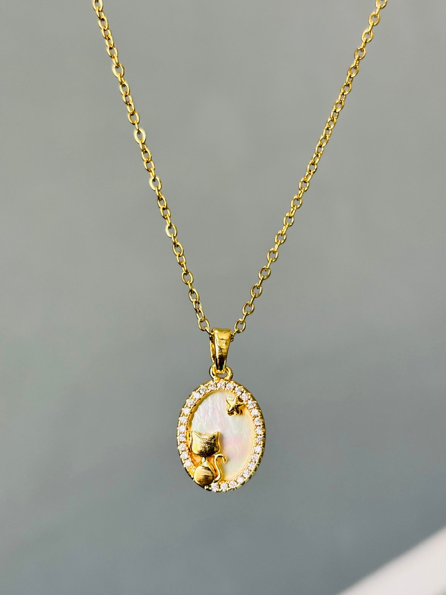 Mystic Cat Oval Necklace