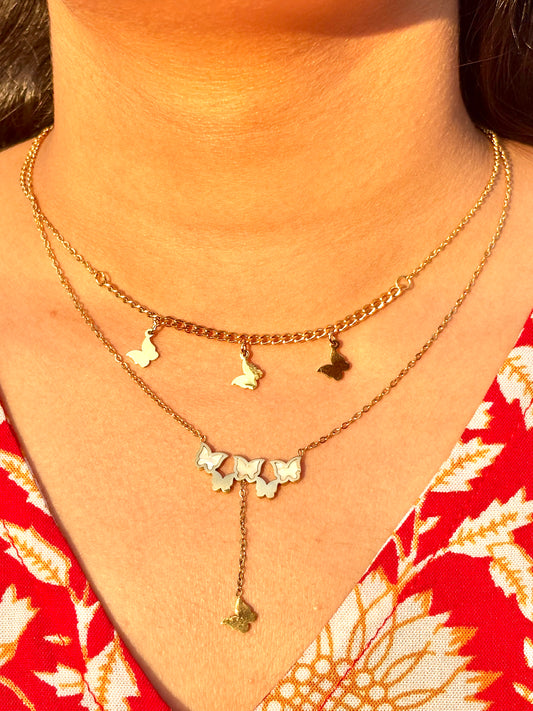 Butterfly Whisper Layers Necklace