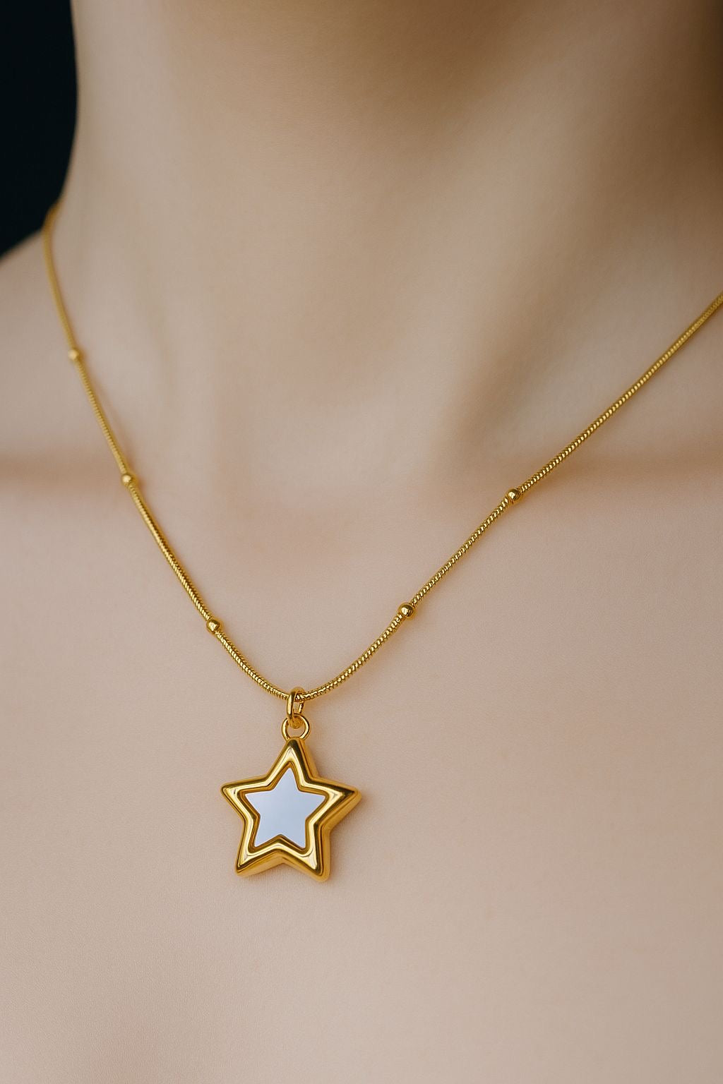 Twinkle Star White Enamel Pendant Necklace