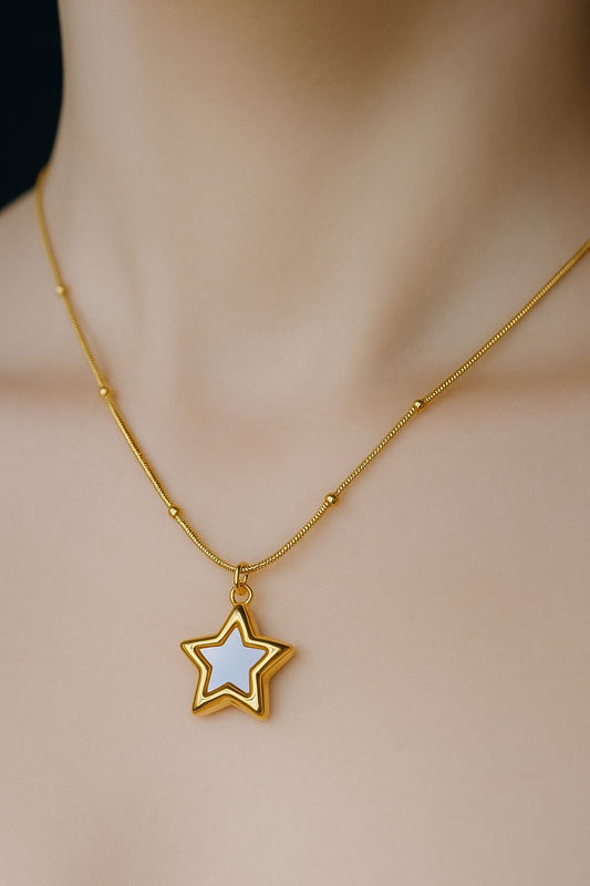 Twinkle Star White Enamel Pendant Necklace
