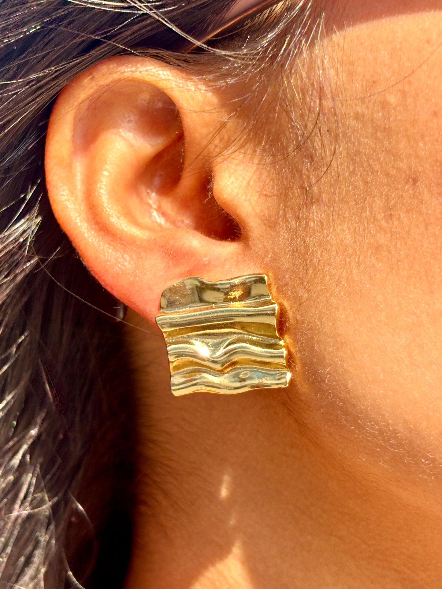 Gold Ripple Studs
