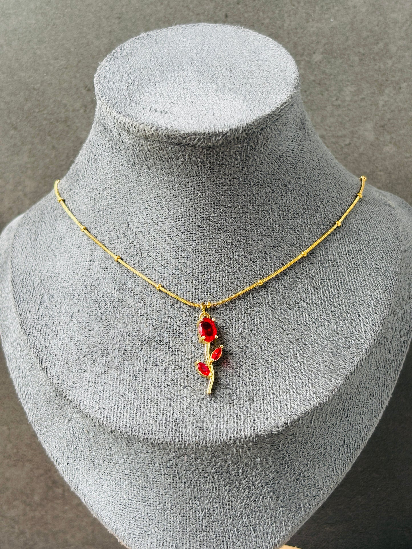 Ruby Tulip Necklace