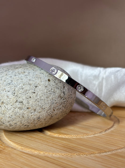 Silver Screw Diamond Slim Bracelet