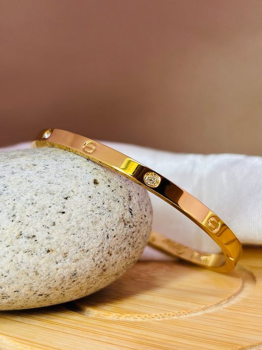 Golden Screw Diamond Slim Bracelet