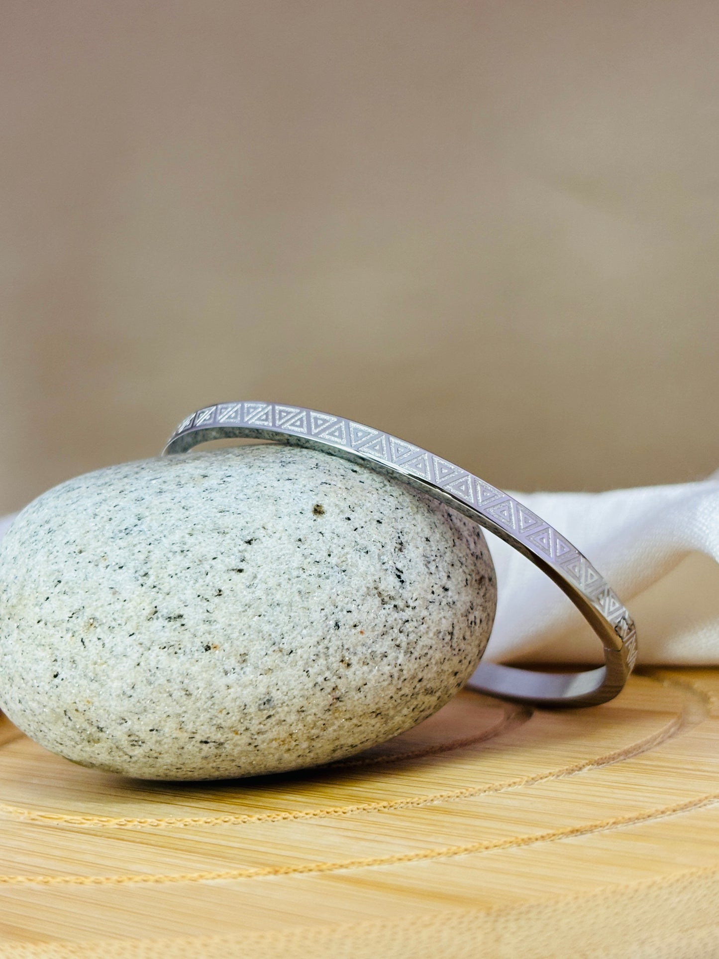 GeoGlint Triangle Silver Bracelet