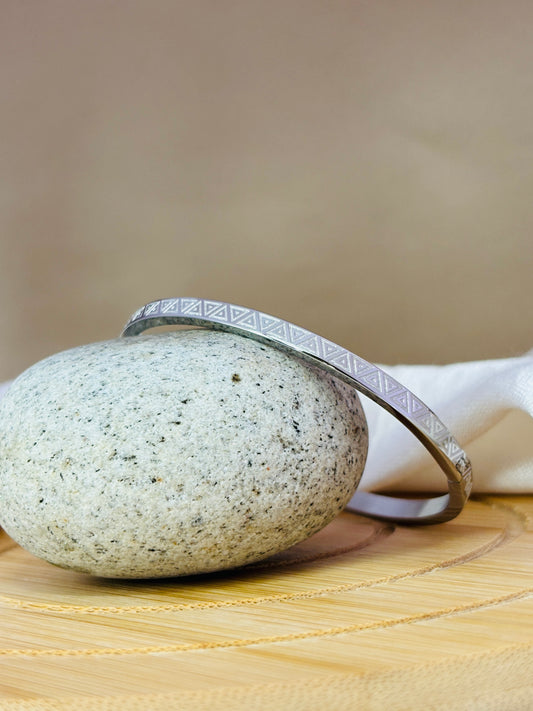 GeoGlint Triangle Silver Bracelet